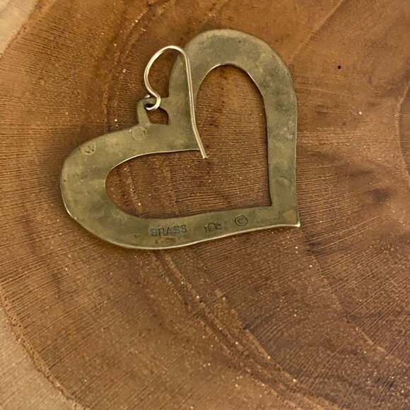 RETIRED Jeep Collins Brass Heart Dangle Earrings - Picture 2 of 3